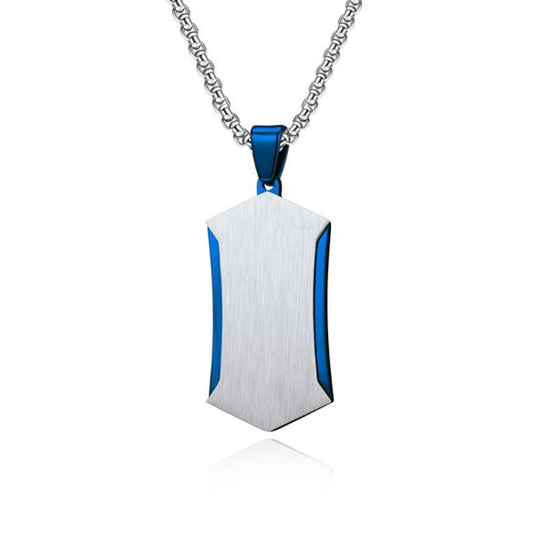 pendant necklaces wholesale stainless jewelry brushed finishing half rhombus shape 2 layer contrast blue steel men tag necklace, Silver
pendant necklaces wholesale stainless jewelry brushed finishing half rhombus shape 2 layer contrast blue steel men tag necklace, Silver