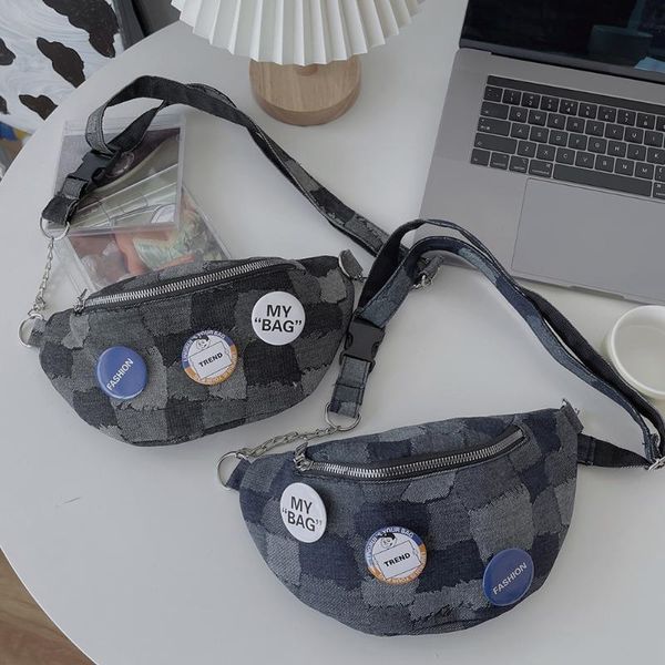 women contrast color plaid denim shoulder crossbody chest bag casual ladies daily shopper purse chain small handbags with badge waist bags
women contrast color plaid denim shoulder crossbody chest bag casual ladies daily shopper purse chain small handbags with badge waist bags