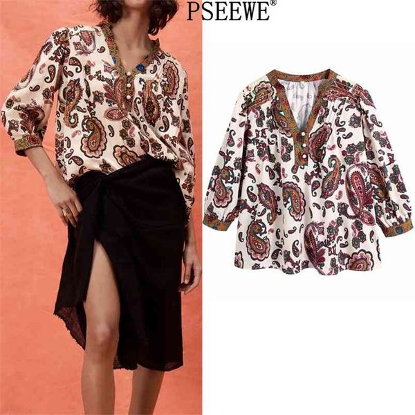 women blouse paisley print woman blouses vintage ruched puff sleeve female fashion button up elegant 210519, White
women blouse paisley print woman blouses vintage ruched puff sleeve female fashion button up elegant 210519, White