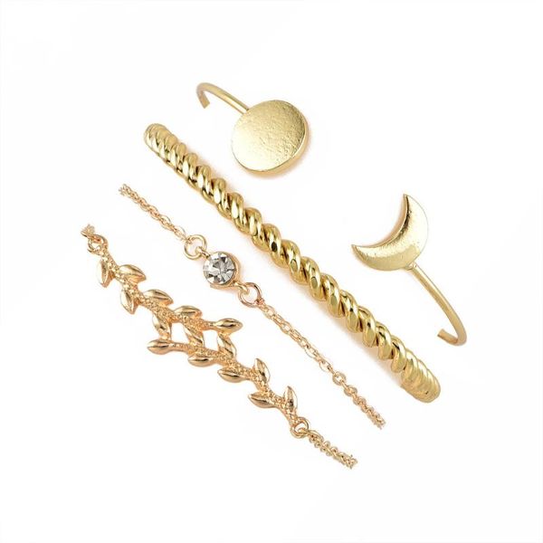 link, chain fashion simple geometry alloy carving leaves moon twist rhinestone multilayer women's adjustable bracelet bangle jewelry, Black
link, chain fashion simple geometry alloy carving leaves moon twist rhinestone multilayer women's adjustable bracelet bangle jewelry, Black