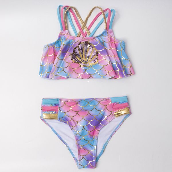 2021 shell sequin girls' swimsuit gradient children's bikini mermaid printed swimsuit set, White;black
2021 shell sequin girls' swimsuit gradient children's bikini mermaid printed swimsuit set, White;black