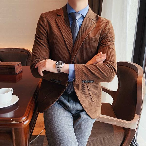fall winter men's blazer masculino solid color suit jacket luxury corduroy casual british style casual business dress coat 210527, White;black
fall winter men's blazer masculino solid color suit jacket luxury corduroy casual british style casual business dress coat 210527, White;black