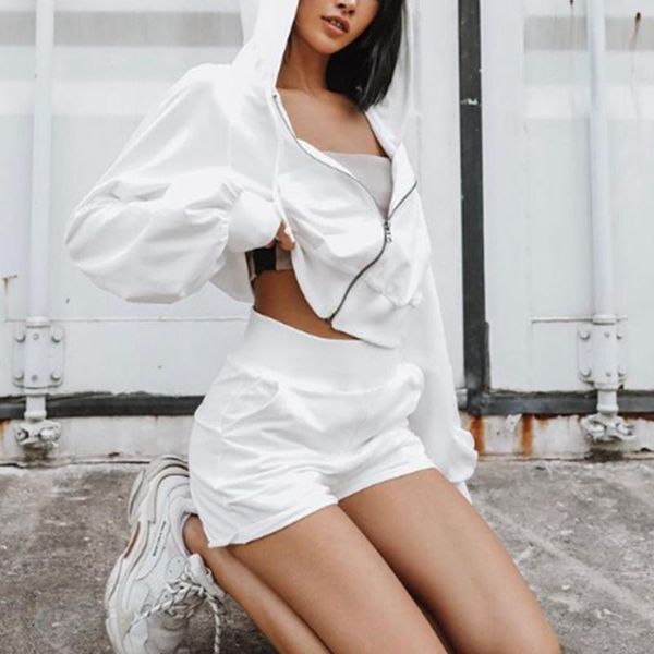 women's tracksuits women casual hoodie suits zipper long sleeve crop sweatshirt and elastic high waist shorts two piece sets sport soli, Gray
women's tracksuits women casual hoodie suits zipper long sleeve crop sweatshirt and elastic high waist shorts two piece sets sport soli, Gray