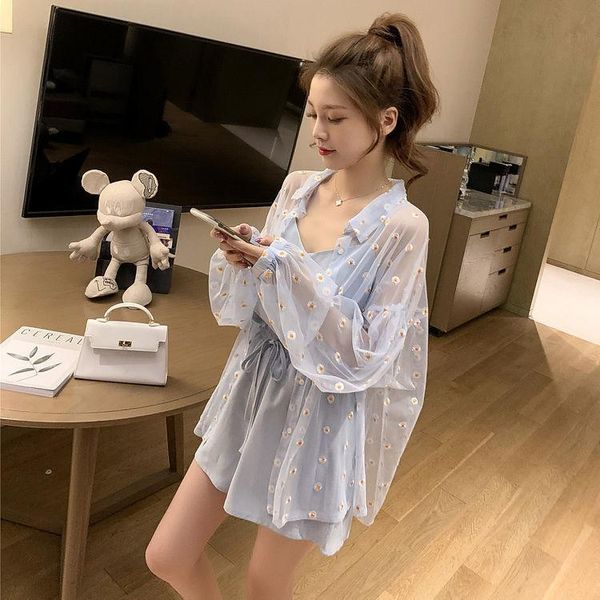 women's tracksuits suit summer embroidery sun proof cardigan suspender vest shorts three piece set women fashion, Gray
women's tracksuits suit summer embroidery sun proof cardigan suspender vest shorts three piece set women fashion, Gray