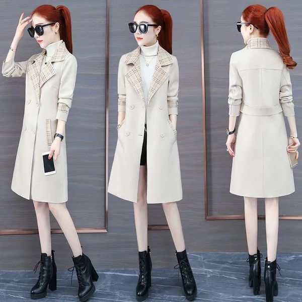 women's trench coats windbreaker mid-length coat 2021 style fashion temperament small high-end atmospheric autumn and winter leisure, Tan;black
women's trench coats windbreaker mid-length coat 2021 style fashion temperament small high-end atmospheric autumn and winter leisure, Tan;black