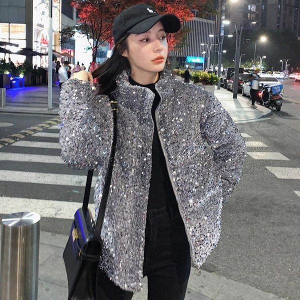 women's jackets streetwear sequined jacket women down padded short parkas 2021 autumn and winter cotton puffer coat mujer chaqueta m112, Black;brown
women's jackets streetwear sequined jacket women down padded short parkas 2021 autumn and winter cotton puffer coat mujer chaqueta m112, Black;brown