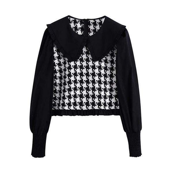 autumn lady small fragrance retro temperament sweet houndstooth stitching puff sleeve women shirt 210531, White
autumn lady small fragrance retro temperament sweet houndstooth stitching puff sleeve women shirt 210531, White