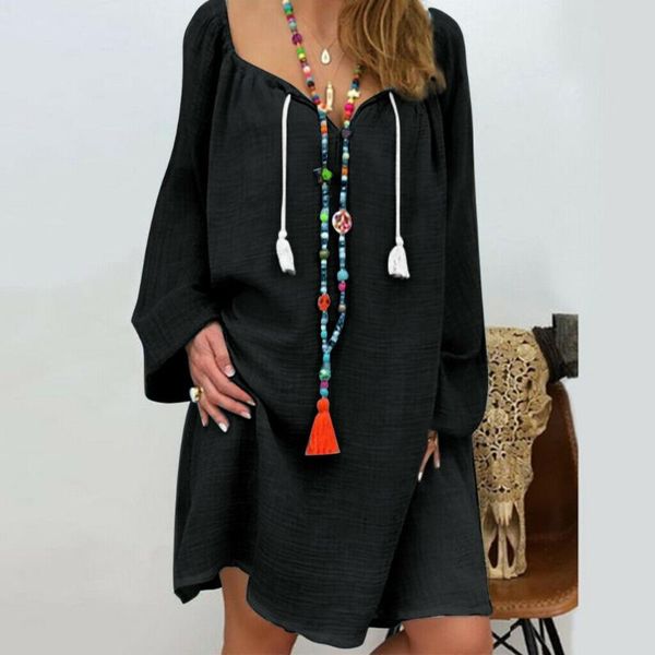 casual dresses plus size women long sleeve linen solid knee-length dress lady square collar summer holiday loose, Black;gray
casual dresses plus size women long sleeve linen solid knee-length dress lady square collar summer holiday loose, Black;gray