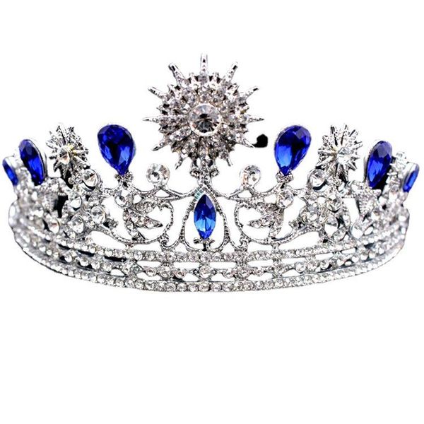 earrings & necklace sun flower blue enchantress baroque bridal big crown headdress headband, Silver 
earrings & necklace sun flower blue enchantress baroque bridal big crown headdress headband, Silver