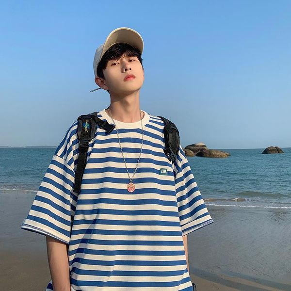 men's t-shirts striped short-sleeved 2021 summer loose tide brand simple t-shirt harajuku style wild ins hong kong oversized shirt, White;black
men's t-shirts striped short-sleeved 2021 summer loose tide brand simple t-shirt harajuku style wild ins hong kong oversized shirt, White;black