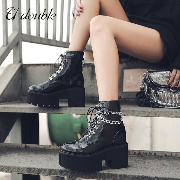 boots u-double 2021 punk women big size 9 gothic style ankle female high heels platform fashion thick sole woman shoes, Black
boots u-double 2021 punk women big size 9 gothic style ankle female high heels platform fashion thick sole woman shoes, Black