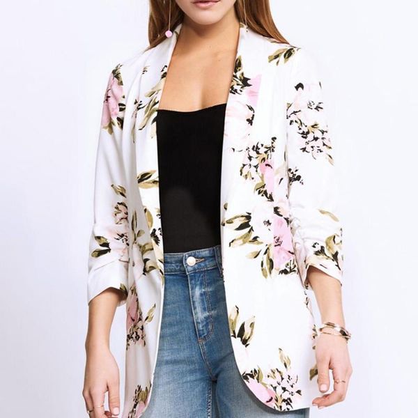 office women floral print slim blazer long sleeve open front pocket jacket suit drop women's suits & blazers, White;black
office women floral print slim blazer long sleeve open front pocket jacket suit drop women's suits & blazers, White;black
