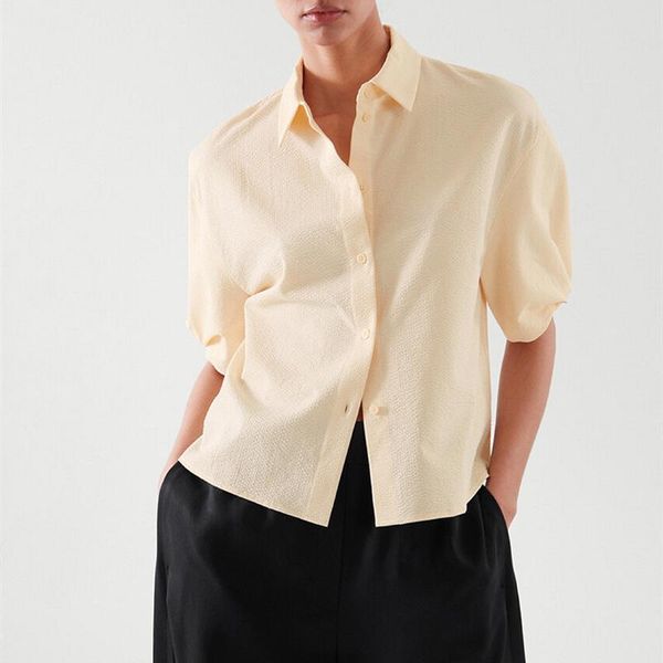 women's blouses & shirts turn-down collar blouse puff sleeve loose simple single breasted female casual shirt, White
women's blouses & shirts turn-down collar blouse puff sleeve loose simple single breasted female casual shirt, White