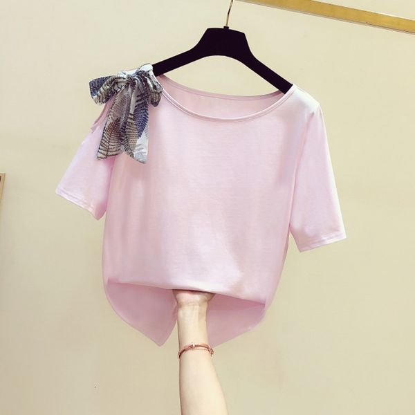 t shirt summer t shirt for women korean style scarf bow off shoulder short sleeve round collar t-shirt women's ropa mujer, White
t shirt summer t shirt for women korean style scarf bow off shoulder short sleeve round collar t-shirt women's ropa mujer, White