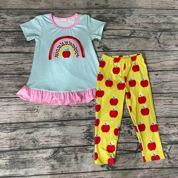 wholesale cute kid set baby girl back to school blue short sleeves pencil rainbow apple yellow pants clothes children, White
wholesale cute kid set baby girl back to school blue short sleeves pencil rainbow apple yellow pants clothes children, White
