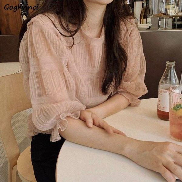 women's blouses & shirts women thin pure color sweet style summer causal trendy ulzzang preppy student chiffon soft sheer blusas female, White
women's blouses & shirts women thin pure color sweet style summer causal trendy ulzzang preppy student chiffon soft sheer blusas female, White