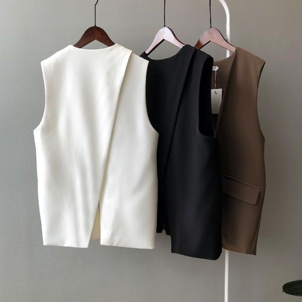 women's vests 80089 fall women suit vest v-neck sleeveless korean fashion slit loose elegant solid color all-matching office ladies wai, Black;white
women's vests 80089 fall women suit vest v-neck sleeveless korean fashion slit loose elegant solid color all-matching office ladies wai, Black;white
