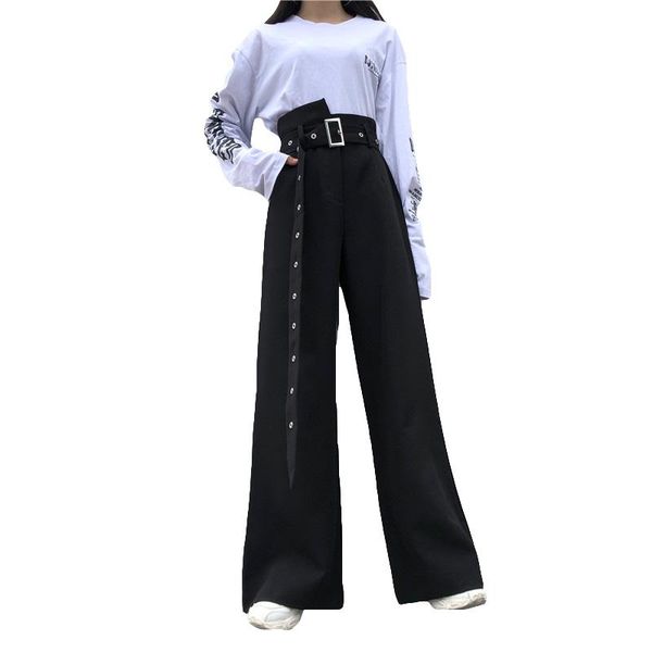 women's pants & capris high waist belt long sashes black loose straight full pant women korean harajuku fashion casual streetwear trous, Black;white
women's pants & capris high waist belt long sashes black loose straight full pant women korean harajuku fashion casual streetwear trous, Black;white