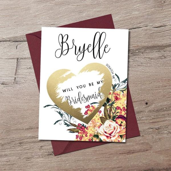 greeting cards personalized will you be my bridesmaid card wedding scratch floral burgundy cute idea
greeting cards personalized will you be my bridesmaid card wedding scratch floral burgundy cute idea
