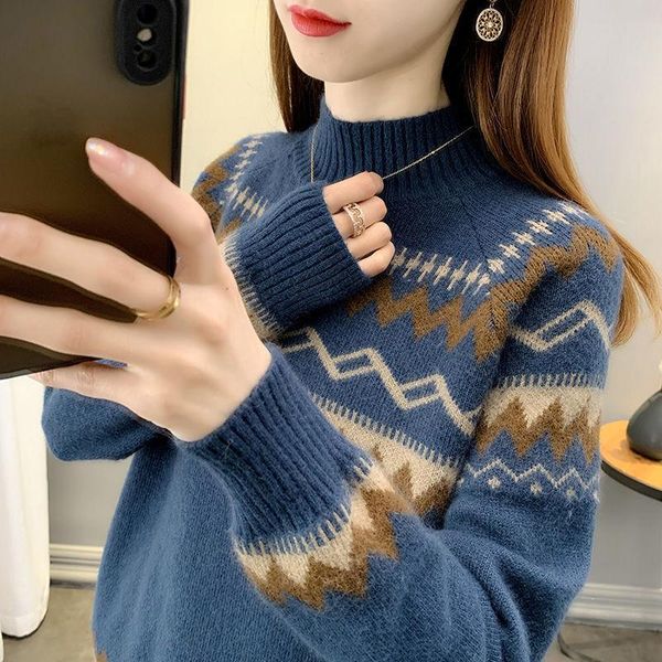 half turtleneck sweater women's winter 2021 jacquard outer wear knitted bottomed shirt ethnic clothing, Red
half turtleneck sweater women's winter 2021 jacquard outer wear knitted bottomed shirt ethnic clothing, Red