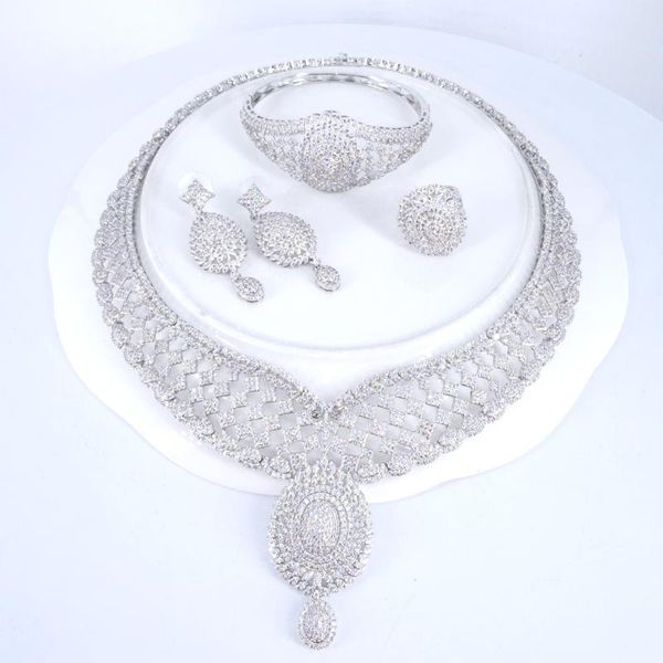 earrings & necklace fashion luxury elegant vintage crystal cz zircon earring bracelet ring wedding banquet dinner dressing jewelry set, Silver
earrings & necklace fashion luxury elegant vintage crystal cz zircon earring bracelet ring wedding banquet dinner dressing jewelry set, Silver