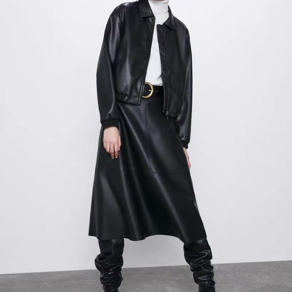 women's leather & faux xikom 2021 women pu fashion vintage black cool loose jacket coat female casual streetwear long sleeve zipper top
women's leather & faux xikom 2021 women pu fashion vintage black cool loose jacket coat female casual streetwear long sleeve zipper top
