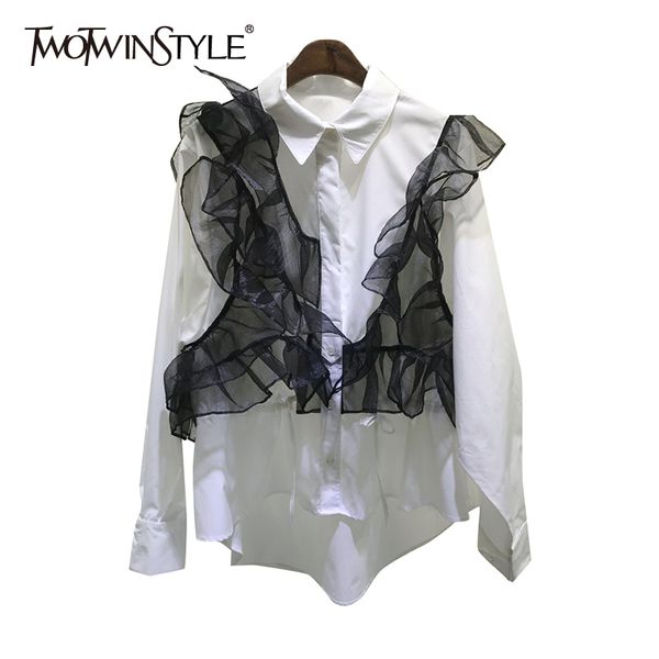 casual patchwork ruffle blouse for women lapel long sleeve hit color loose shirt female fashion clothing spring 210524, White
casual patchwork ruffle blouse for women lapel long sleeve hit color loose shirt female fashion clothing spring 210524, White