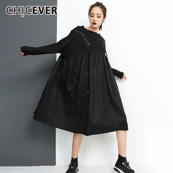 casual dresses chicever korean black dress women o neck long sleeve high waist sashes oversize midi irregular female 2021 clothes, Black;gray
casual dresses chicever korean black dress women o neck long sleeve high waist sashes oversize midi irregular female 2021 clothes, Black;gray