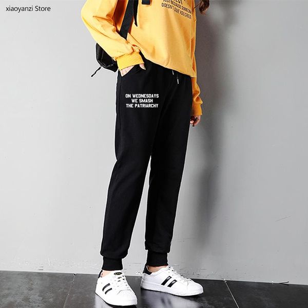 women's pants & capris on wednesdays we smash the patriarchy women sweatpants casual sportswear long for lady trousers hipster 567, Black;white
women's pants & capris on wednesdays we smash the patriarchy women sweatpants casual sportswear long for lady trousers hipster 567, Black;white