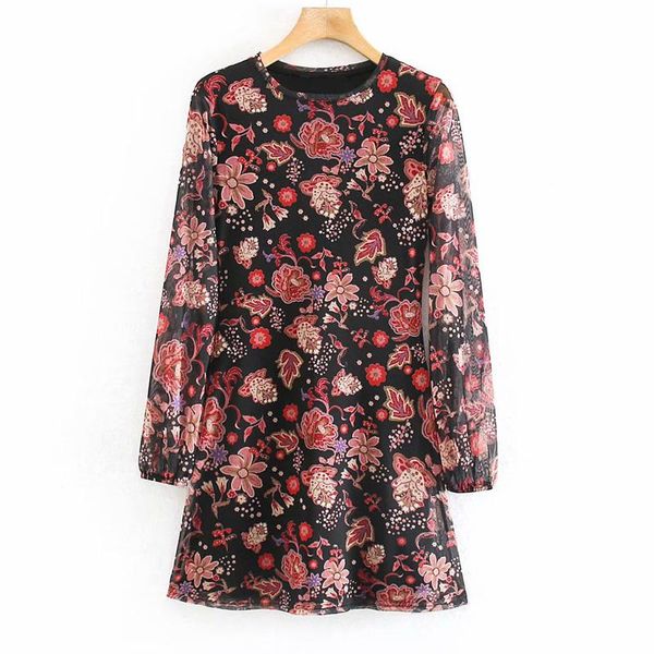 casual dresses women summer chiffon mesh mini dress long sleeve o-neck floral print lining female elegant vintage clothes vestidos, Black;gray
casual dresses women summer chiffon mesh mini dress long sleeve o-neck floral print lining female elegant vintage clothes vestidos, Black;gray