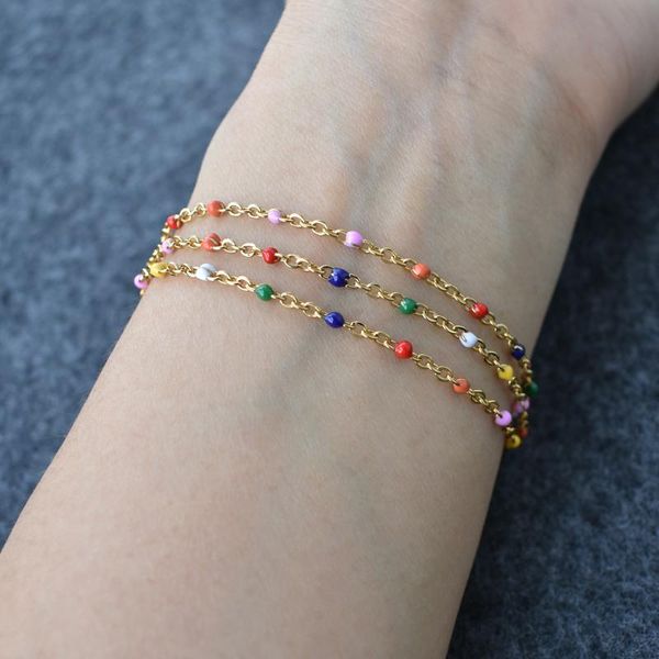 link, chain boho gold color stainless steel bracelets for women multilayer link enamel beads bracelet 2021 jewelry femme pulseira, Black
link, chain boho gold color stainless steel bracelets for women multilayer link enamel beads bracelet 2021 jewelry femme pulseira, Black