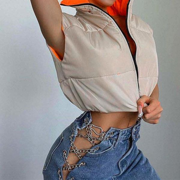 women's vests 2021 fall winter fashion street reversible color sleeveless outwear turn-down collar cotton-padded females waistcoat warm, Black;white
women's vests 2021 fall winter fashion street reversible color sleeveless outwear turn-down collar cotton-padded females waistcoat warm, Black;white