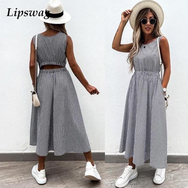 women summer o neck sleeveless tank dress elegant pocket back hollow out long dress spring fashion plaid print lady party dresshigh quality, Black;gray
women summer o neck sleeveless tank dress elegant pocket back hollow out long dress spring fashion plaid print lady party dresshigh quality, Black;gray