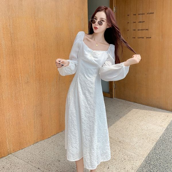 women lantern long sleeve slim dress elegant white big swing party long square collar dresses ladies vintage dress vestidos 210514, Black;gray
women lantern long sleeve slim dress elegant white big swing party long square collar dresses ladies vintage dress vestidos 210514, Black;gray