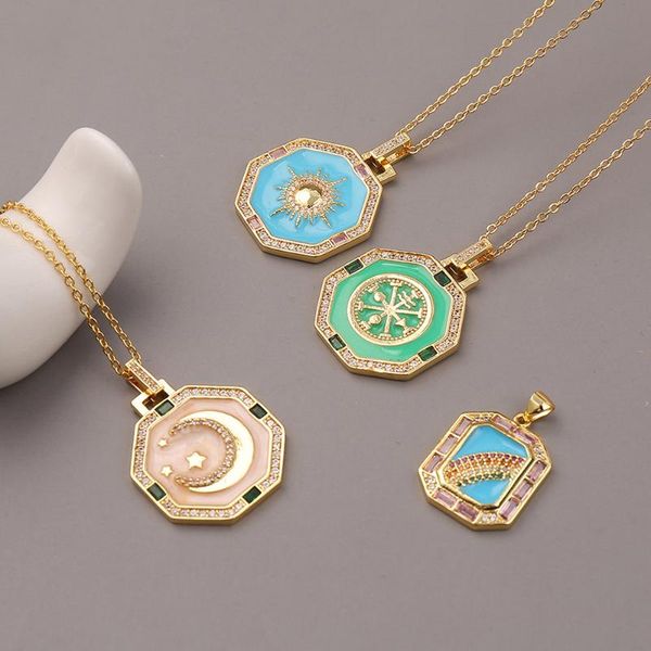 pendant necklaces 2021 fashion enamel rainbow necklace for women moon compass sun cz zircon crystal collar charm jewelry, Silver
pendant necklaces 2021 fashion enamel rainbow necklace for women moon compass sun cz zircon crystal collar charm jewelry, Silver