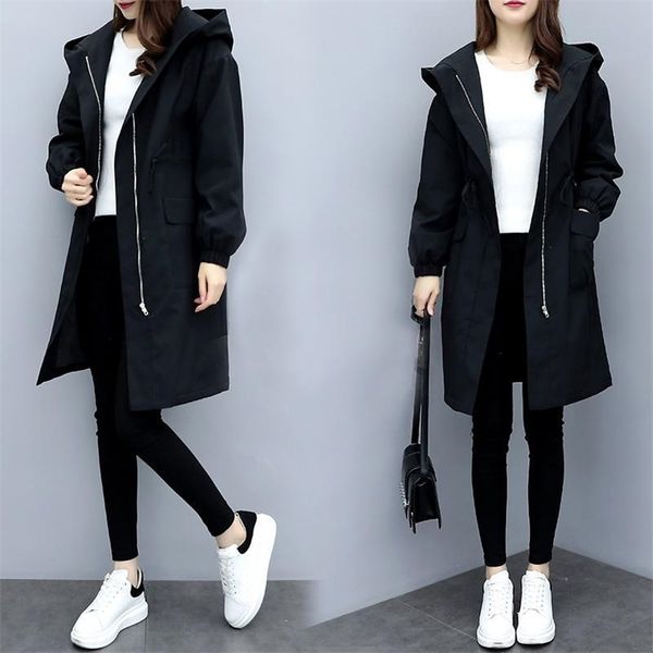 trench coats women autumn winter hooded drawstring pocket zipper long outwear plus size elegant ladies thicken windbreaker 211216, Black
trench coats women autumn winter hooded drawstring pocket zipper long outwear plus size elegant ladies thicken windbreaker 211216, Black
