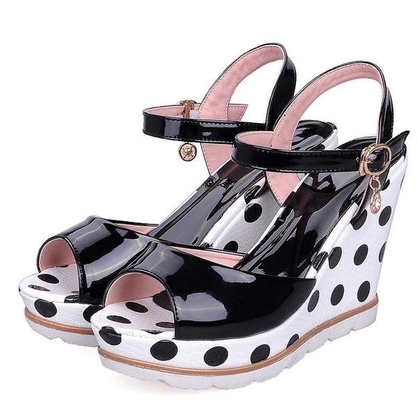 dress shoes polka dot womens sandals platform wedges big size high heels summer peep toe ankle strap ladies black white blue
dress shoes polka dot womens sandals platform wedges big size high heels summer peep toe ankle strap ladies black white blue
