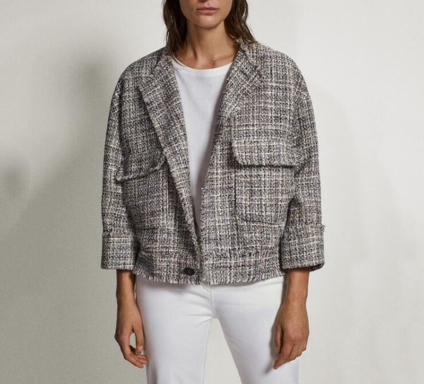 women's jackets 2021 women jacket autumn textured woven short top, Black;brown
women's jackets 2021 women jacket autumn textured woven short top, Black;brown