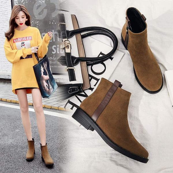 boots 2021 autumn and winter leather women's round toe thick heel ankle fashion casual short, Black
boots 2021 autumn and winter leather women's round toe thick heel ankle fashion casual short, Black