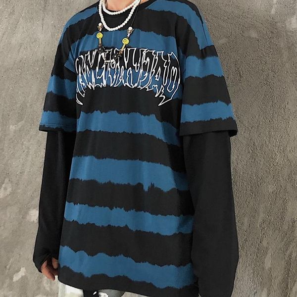 men's t-shirts hip-hop korean long-sleeved t-shirt men women fashion retro striped letter stitching loose streetwear casual sports, White;black
men's t-shirts hip-hop korean long-sleeved t-shirt men women fashion retro striped letter stitching loose streetwear casual sports, White;black