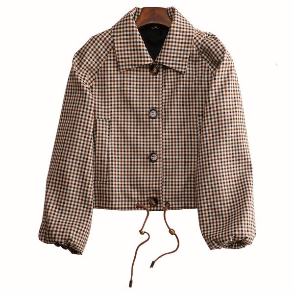 jacket 2021 autumn plaid women's short coat jcsh, Black;brown 
jacket 2021 autumn plaid women's short coat jcsh, Black;brown
