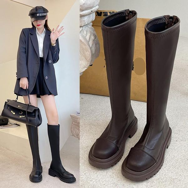 boots women over the knee wedges round toe zipper luxury designer soft leather platform women's, Black
boots women over the knee wedges round toe zipper luxury designer soft leather platform women's, Black