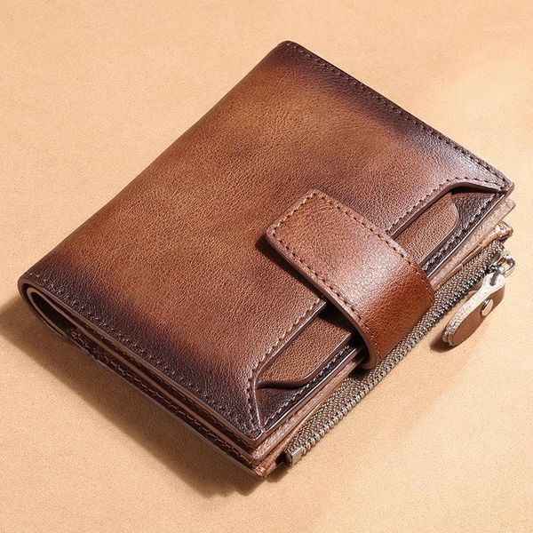 men's short leather wallet full head layer rubbed color cowhide korean fashion casual driver's license wallets, Red;black
men's short leather wallet full head layer rubbed color cowhide korean fashion casual driver's license wallets, Red;black