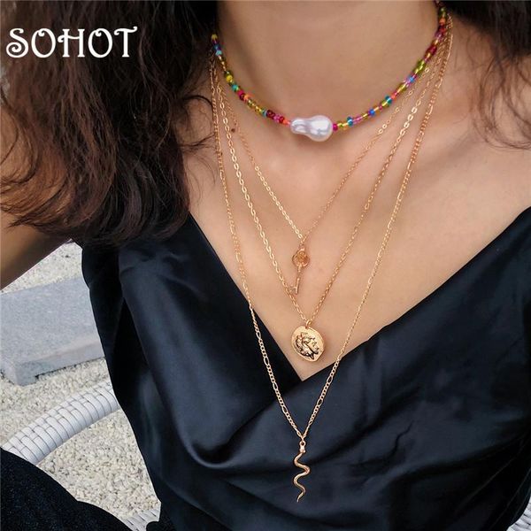pendant necklaces so ethnic colorful bead choker women multilayer necklace chic gold color alloy key medal snake dangle charm jewelry, Silver
pendant necklaces so ethnic colorful bead choker women multilayer necklace chic gold color alloy key medal snake dangle charm jewelry, Silver