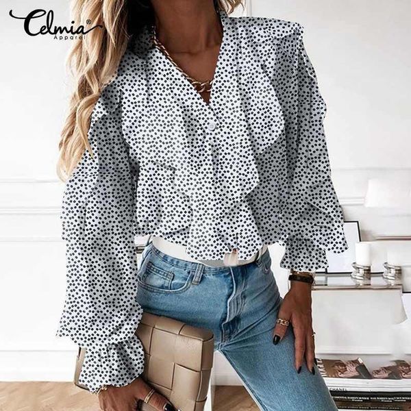 women's blouses & shirts 2021 celmia spring long sleeve ruffles v-neck casual loose buttons daisy printed work tunic 5xl, White
women's blouses & shirts 2021 celmia spring long sleeve ruffles v-neck casual loose buttons daisy printed work tunic 5xl, White