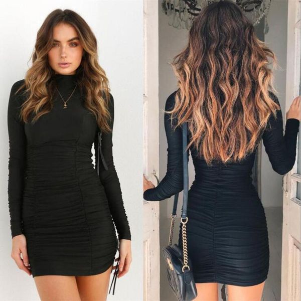 casual dresses high-neck long-sleeved wrinkled dress solid fashion women style black short tight, Black;gray
casual dresses high-neck long-sleeved wrinkled dress solid fashion women style black short tight, Black;gray