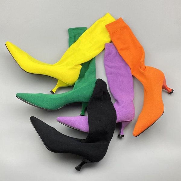 boots european and american candy color socks women show thin all-match pointed heel high fashion knitting, Black
boots european and american candy color socks women show thin all-match pointed heel high fashion knitting, Black
