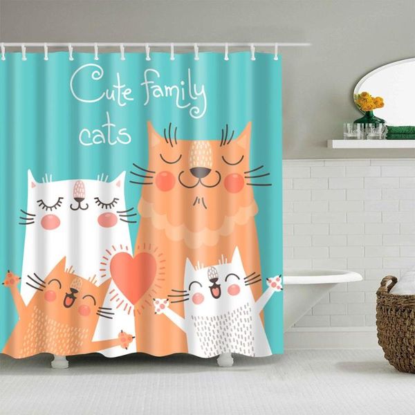 cute cat family cartoon shower curtain bath accessories set with 12 hooks waterproof polyester fabric bathroom decoration curtains
cute cat family cartoon shower curtain bath accessories set with 12 hooks waterproof polyester fabric bathroom decoration curtains