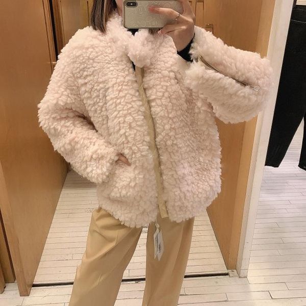 women's fur & faux women coat 2021 winter all-match stand-collar light pink plush fashionable loose top, Black
women's fur & faux women coat 2021 winter all-match stand-collar light pink plush fashionable loose top, Black