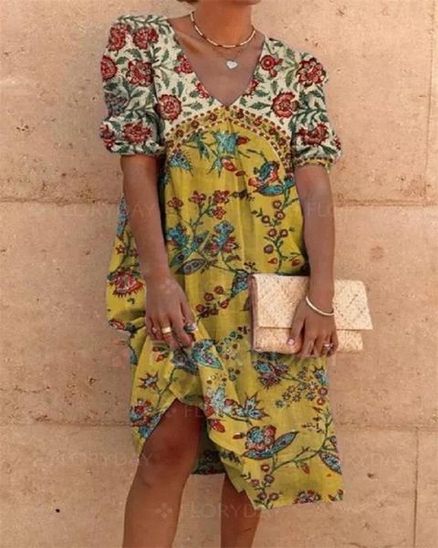 casual dresses plus size 3xl summer vintage 3/4 sleeve v neck flower print midi dress,robe grande taille femme,yellow orange green blue, Black;gray
casual dresses plus size 3xl summer vintage 3/4 sleeve v neck flower print midi dress,robe grande taille femme,yellow orange green blue, Black;gray